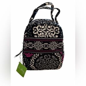 Vera Bradley Black and Pink Patterned Lunch Bunch Canterberry Magenta